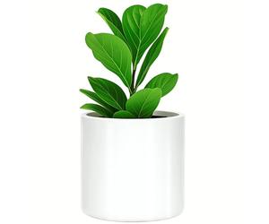 Fox&Fern Cache-Pot M - Grand Pot de Fleurs Blanc avec Drainage d'Eau - Haut 24 cm, Diamètre 25 cm - Pour Plantes d'Intérieur