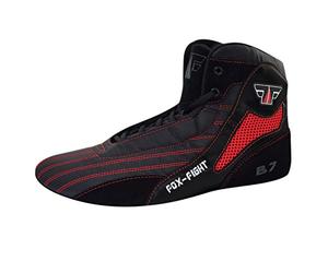 FOX-FIGHT Chaussures de Sambo B7 Professionnel de Haute qualité pour Homme en Cuir Chaussures de Lutte Chaussures de Tapis en Daim avec Semelle en Daim FR:44 Noir/Rouge