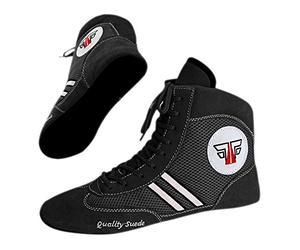 FOX-FIGHT Chaussures de Sambo Quality Suede Cuir Chaussures de Lutte Chaussures de Tapis Noir, 46