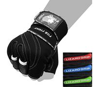 FOX-FIGHT Gants de Fitness pour Homme et Femme - en Cuir - avec Bandage de Poignet pour la Musculation, l'haltérophilie (M, Noir/Blanche)