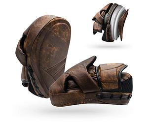 FOX-FIGHT Legend Focus Pads de frappe professionnels en cuir véritable de qualité supérieure - Pattes d'ours - Pattes d'ours - Coussinets de frappe - Pour entraînement MMA - Noir