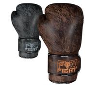 FOX-FIGHT Legend Gants de boxe | Cuir véritable pour une longue durée de vie | Protection et stabilité | Boxe Kickboxing, Muay Thai, Entraînement Sparring MMA | 10 12 14 16 oz (Marron, 12 OZ)