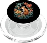 Fox Floral Garden Wildlife Nature Art Cottagecore Flowers PopSockets PopGrip pour MagSafe