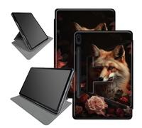 Fox Flowers Étui pour Samsung Galaxy Tab S7 (2020) / S8 Tablet (2022) 11 pouces, support pliable rotatif à 360 degrés, plusieurs angles de vision, coque avec mise en veille/réveil automatique