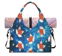 Fox Galaxy Starry Sac de sport avec compartiment à chaussures Motif galaxie Sac fourre-tout pour la gym, le yoga, les voyages, couleur, L, Sac de voyage