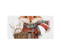 Fox Grand tapis de souris de jeu en caoutchouc antidérapant avec bords cousus pour clavier 61 x 30,5 cm