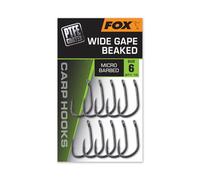 Fox Hameçons à bec large micro barbelés | Taille 4 Qté 10 | Hameçons de pêche à la carpe avec revêtement PTFE non réfléchissant | Point à bec réduit les tirages d'hameçon | Parfait pour les fonds de