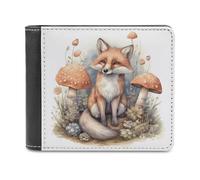 Fox in Champignon Grove Portefeuille en cuir de grande capacité pour téléphone portable Sac à main de voyage pour homme et femme Blanc Taille unique, blanc, Taille unique, Portefeuille