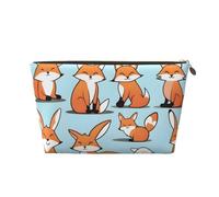 Fox In Different Poses Pattern Women Cosmetic Bag Leather Handbag Portable Grande Capacité Zipper Travel Bag Storage Bag, Or, Taille Unique, doré, Taille unique