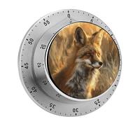 Fox in Field Minuteur de cuisine avec alarme forte 60 minutes et rappel de compte à rebours magnétique en acier inoxydable