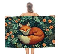 Fox in Forest Serviette de plage en microfibre anti-sable Grande serviette de douche multi-usages absorbante pour salle de bain piscine 130 x 80 cm