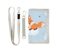 Fox in the Clouds Portefeuille à trois volets pour garçons et filles avec poche zippée pour pièces de monnaie et porte-cartes