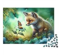 Fox in The Garden Puzzle 1000 Pieces Cadeau Unique Jeu Éducatif Défi Jouet À De Qualité Supérieure Peinture Art pour Adultes Et Enfants À Partir De 14 Ans 52x38cm/1000pcs
