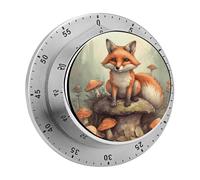 Fox in The Woods Minuteur de cuisine de 60 minutes pour la cuisine, compte à rebours magnétique avec alarme forte, minuterie mécanique à remontage pour étude de pâtisserie