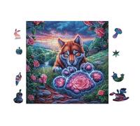 Fox Jardin Fleuri 100 Pieces Casse-tête Adulte en Carton Haute Qualité Difficulté Moyenne Motif Complexe Activité Familiale Idée Cadeau Saint Valentin 28x28cm