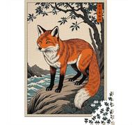 Fox Kitsune Puzzle 1000 Pièces pour Adultes, 38x26cm/1000pcs, Carton Blanc pour Un Tri Facile; À Terminer Petit À Petit À La Maison