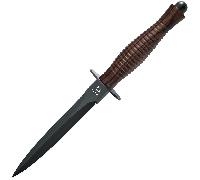 Fox-Knives COUTEAU DE COMBAT FOX FAIRBAIRN SYKES LAME PVD MANCHE EN BOIS DE NOYER DOUBLE TRANCHANT F