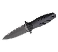 Fox Knives COUTEAU TACTIQUE ELEMENTUM DAGUE ACIER INOXYDABLE N690 LAME SERRATED, MANCHE EN NYLON NOI