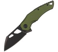 Fox Knives FOX EDGE ATRAX OD GREEN TYPE D LAME NOIRE LAVÉE À LA PIERRE NOIRE ENTRETOISE ARRIÈRE EN G