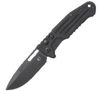 Fox-Knives FOX NEW SMARTY AUTO TACTICAL, ACIER INOXYDABLE N690 NOIR PVD POINTE DE LANCE, MANCHE EN A