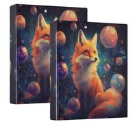 Fox Lot de 2 classeurs colorés Galaxy Bubbles 3 anneaux en D A4 avec 200 feuilles pour enfants, fournitures scolaires, femmes et hommes