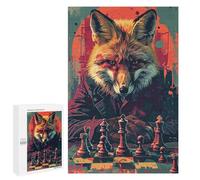 Fox Master Chess Game Art Print Puzzle 1000 Pièces Educa Jouet en Bois Cadeau Unique Décoration Intérieure Jeu Éducatif Challenge Toy Adultes Et Enfants À Partir De 14 Ans 1000 PCS