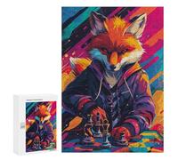 Fox Mastering Chess Strategy Meets Style Puzzle 1000 Pièces Educa Jouet en Bois Cadeau Unique Décoration Intérieure Jeu Éducatif Challenge Toy Adultes Et Enfants À Partir De 14 Ans 300 PCS