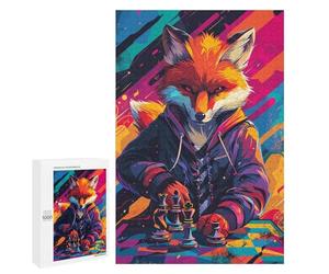 Fox Mastering Chess Strategy Meets Style Puzzle 1000 Pièces Educa Jouet en Bois Cadeau Unique Décoration Intérieure Jeu Éducatif Challenge Toy Adultes Et Enfants À Partir De 14 Ans 1000 PCS