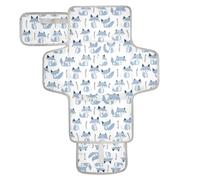 Fox Matelas à langer réutilisable avec poche à mouchoirs, tapis à langer portable, léger et pliable Bleu ciel Lavande Blanc