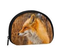 Fox Mini porte-monnaie à fermeture éclair, petit organisateur de voyage avec imprimé intégral, tissu polyester durable, pochette compacte pour pièces de monnaie, clés