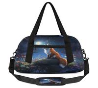 Fox Moon Flowers Petit sac de sport léger pour garçons et filles, sac fourre-tout de w nd, sac de sport pour l'école, le sport, les soirées pyjama