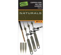 Fox Edges Naturals Copper-Core Heli Rig Leaders x3-3 Bas de ligne pour pêche à la carpe avec clip de plomb