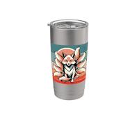 Fox neuf queues kitsune mythique stylisé énergie mystique Gobelet isotherme en acier inoxydable double paroi