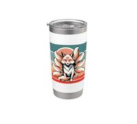 Fox neuf queues kitsune mythique stylisé énergie mystique Gobelet isotherme en acier inoxydable double paroi