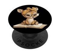Fox Open Book Lecture Animal Lover Graphic Portrait Rond PopSockets PopGrip Adhésif
