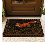 Fox Paillasson de bienvenue, feuilles de la nature automnale, glands, orange, antidérapant, paillasson, décoration extérieure pour porte d'entrée, terrasse, 73,6 x 43,2 cm