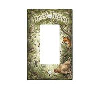 Fox - Plaque d'interrupteur à bascule unique en plastique vert - Taille standard - Décoration pour chambre à coucher, salle de bain, cuisine, entrée