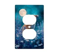 Fox - Plaque murale duplex décorative en plastique pour maison, salon, chambre à coucher, salle de bain - Motif fleurs de lune fantaisistes - Bleu automne - Taille standard