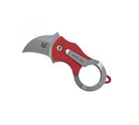 Fox Production Fx.535r Couteau Mini-Ka, Lame Acier Inox 1.4116 Satiné, Manche 3,5 Cm (6 Cm Avec Anneau) Nylon Rouge