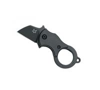 Fox Production Fx.536b Couteau, Lame Noire Forme Tanto Acier 1.4116, Manche 3,5 Cm Nylon Noir Avec Anneau