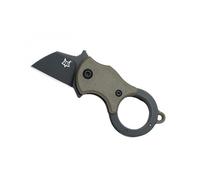 Fox Production Fx.536odb Couteau, Lame Noire Forme Tanto Acier 1.4116, Manche 3,5 Cm Nylon Vert Avec Anneau