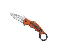 Fox Production Fx.597tk Couteau The Dart, Lame Tanto À Trous Acier 420, Manche 10 Cm (12 Cm Avec Anneau) G10 Orange