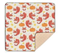 Fox Pumpkin Fall Grand tapis de jeu élégant pour bébé résistant à l'eau pour bébés, nourrissons et tout-petits, 127 x 127 cm