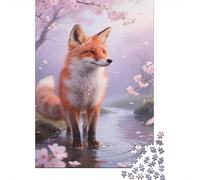 Fox Puzzles 1000 Pieces Cadeau Unique Fleurs de cerisiers Stream Défi Jouet À De Qualité Supérieure Peinture Art pour Adultes Et Enfants À Partir De 14 Ans 1000pcs (75x50cm)