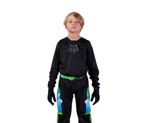 Fox Racing Maillot Motocross - Respirant - évacuation de l'humidité - Ventilation en Mesh - Ajustement précis - Black/Black, Taille: YL