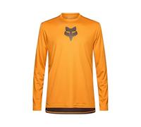 Fox Racing Ranger LS Jersey Fox Head Maillot VTT Homme Manches Longues, Tissu Recyclé, Évacuation Transpiration, Panneau Arrière Abaissé, Logo Fox Head, Caramel, Taille : M