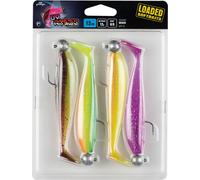 Fox Rage Zander Pro Shad UV avec hameçon jig Set d'appâts caoutchouc 4pcs 7cm