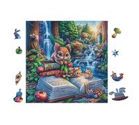 Fox Reading Livre Magique 100 Pieces Casse-tête Expert Confirmé en Carton Anti-Déchirure Très Difficile Motif Complexe Décoration Murale Cadeau Anniversaire 28x28cm