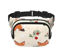 Fox Sac banane double couche motif flocon de neige pour homme et femme, sac banane réglable pour voyage, randonnée, course à pied, cyclisme, festival