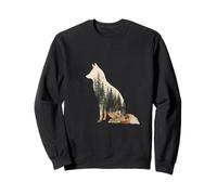 Fox Silhouette Filled with Forest Scenery, Trees and Birds Sweatshirt